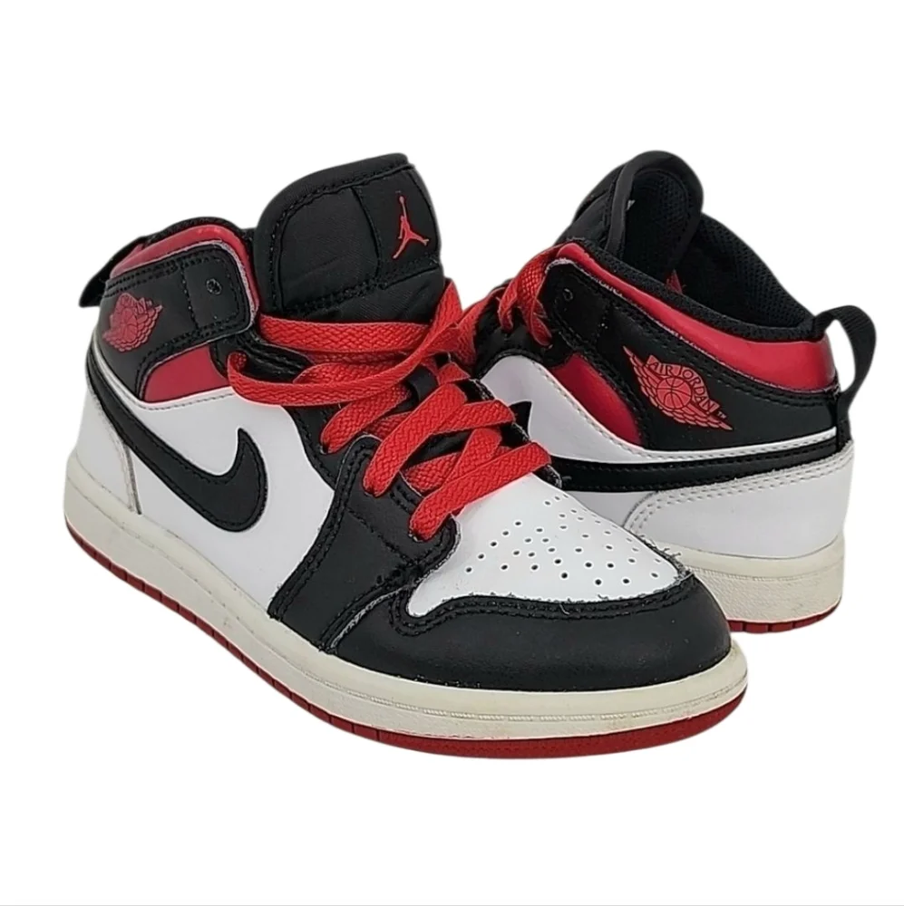 Nike Air Jordan 1‎ Mid Shoes White Gym Red Black DQ8424-106, Size 13C